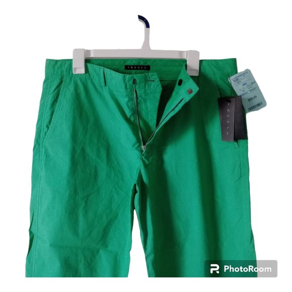 NWT Theory Men's Tonic CR Dolan Lightweight Cotton Woven Cuffed Pants Green 34 - Picture 6 of 17